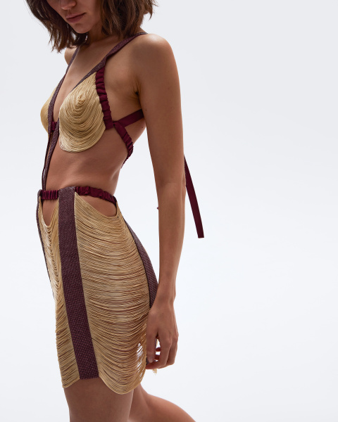 Лиф из бахромы со стразами