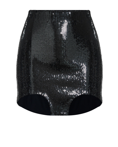 Юбка мини из трикотажа с пайетками