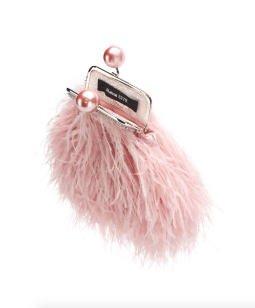 Перьевой клатч с цепочкой