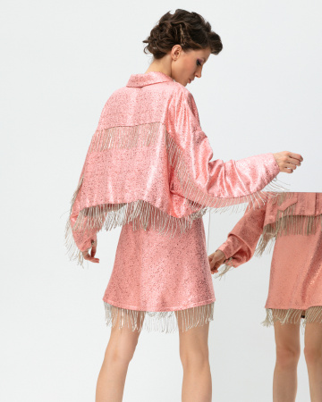 Укороченный бомбер со стразами