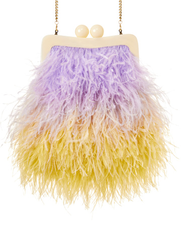 Перьевой клатч на пластике