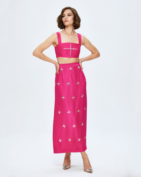 Юбка макси со стразами