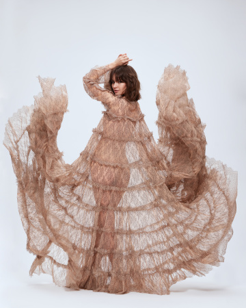 Макси платье из кружева шантильи