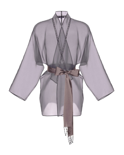 Расшитое кимоно из органзы с поясом