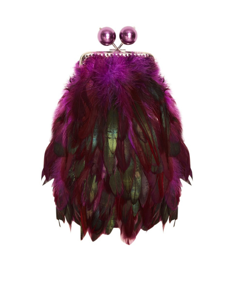 Перьевой клатч с цепочкой