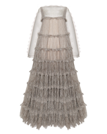 Макси платье из кружева шантильи