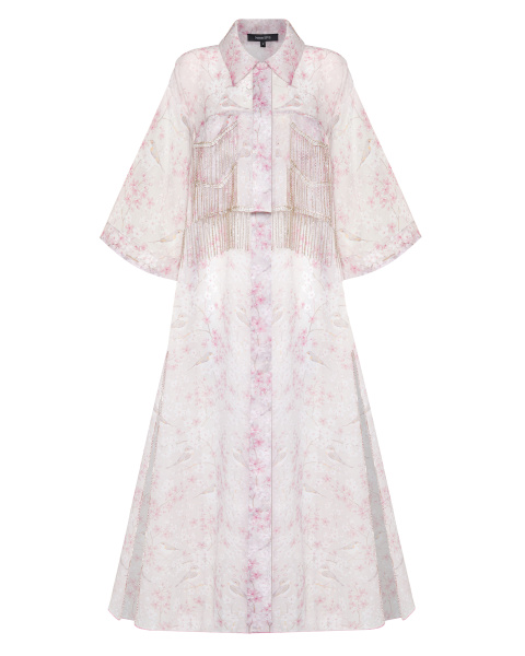 Свободная принтованная блуза-тренч  Свободная принтованная блуза-тренч