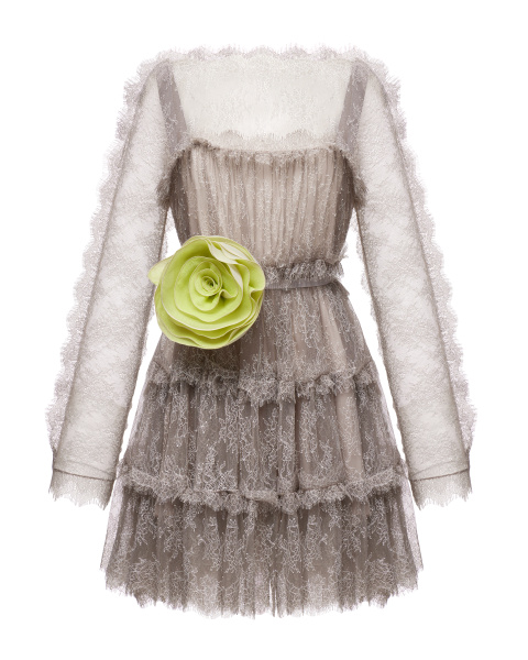 Мини платье из кружева шантильи