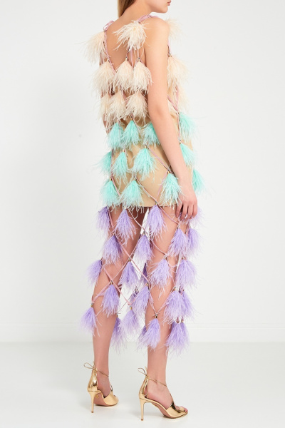 Сарафан-сетка из перьев