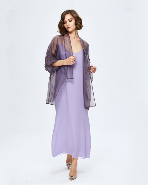 Расшитое кимоно из органзы с поясом