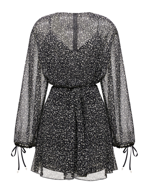 Платье мини на запах с комбинацией