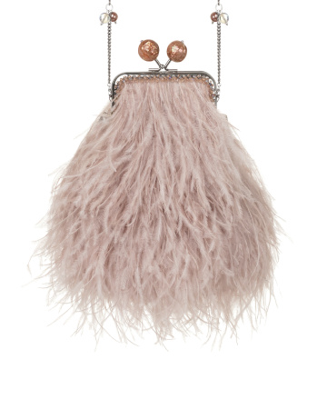 Перьевой клатч с цепочкой