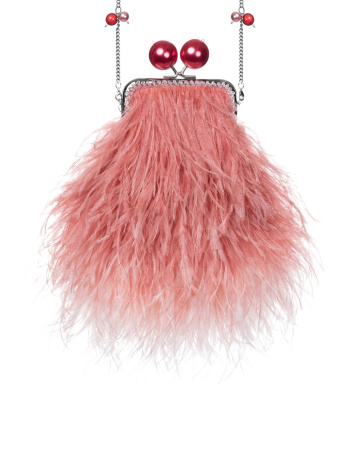 Перьевой клатч с цепочкой