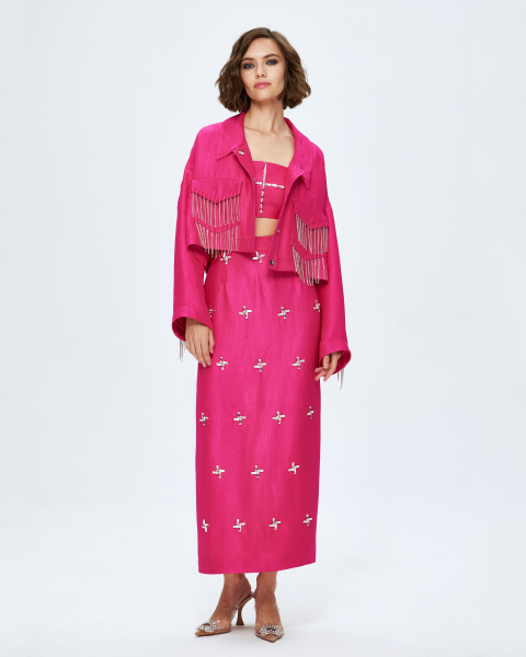 Укороченный бомбер со стразами