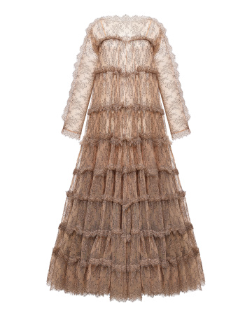 Макси платье из кружева шантильи