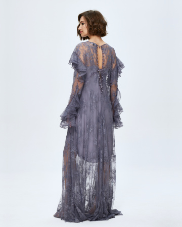 Платье кружевное макси с комбинацией