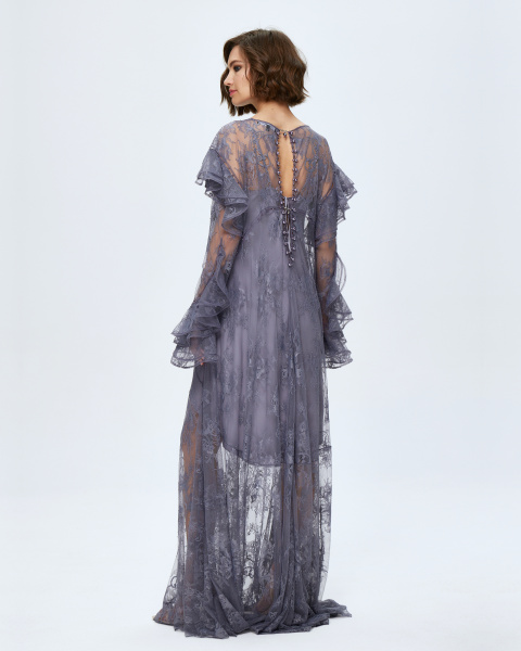 Платье кружевное макси с комбинацией