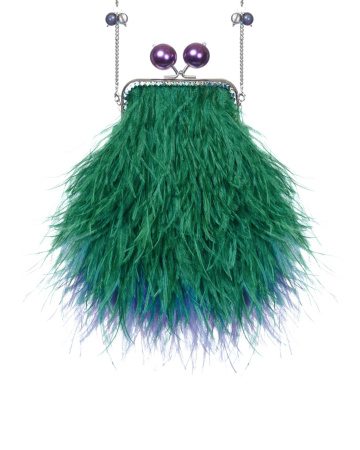 Перьевой клатч с цепочкой