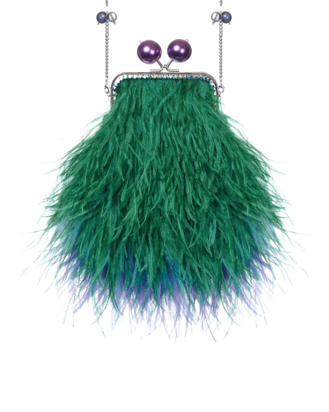 Перьевой клатч с цепочкой