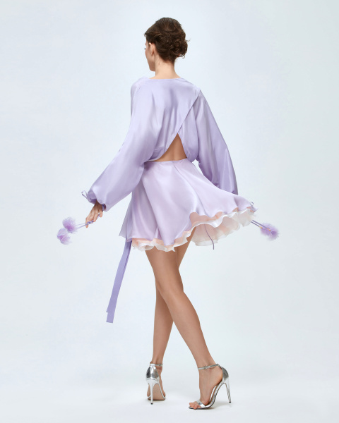 Платье мини на запах с открытой спинкой