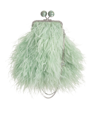 Перьевой клатч с цепочкой