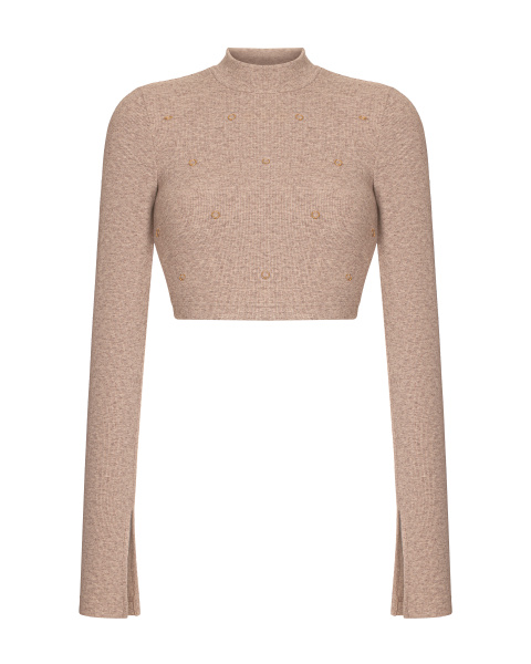 Кроп-топ трикотажный с пирсингом