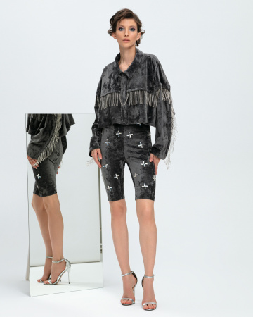 Тренч-Бомбер трансформер со стразами