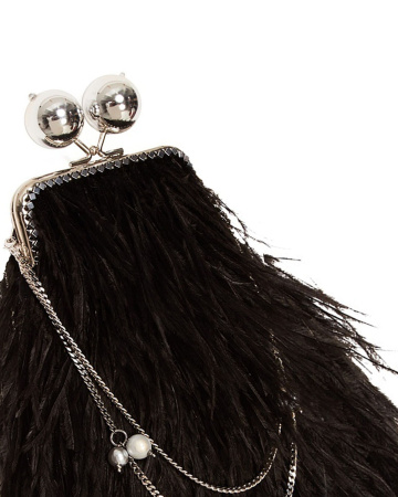 Перьевой клатч с цепочкой