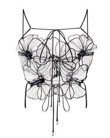 Топ укороченный из органзы с цветами