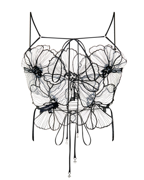 Топ укороченный из органзы с цветами