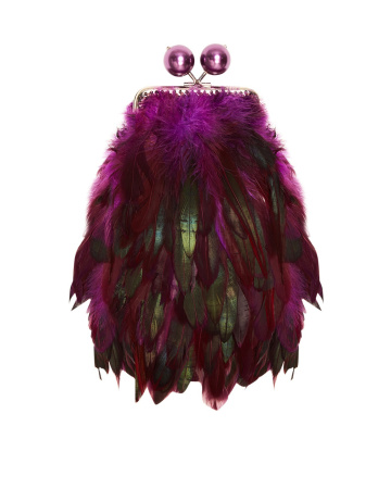 Перьевой клатч с цепочкой