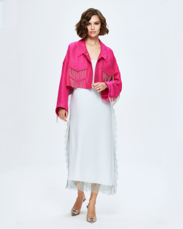 Укороченный бомбер со стразами