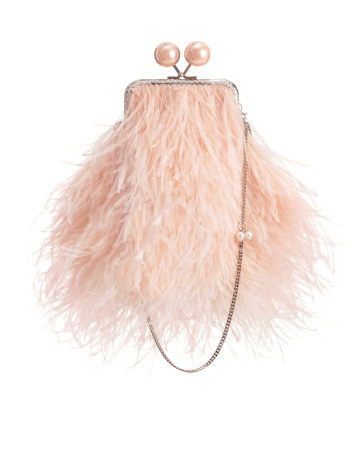 Перьевой клатч с цепочкой