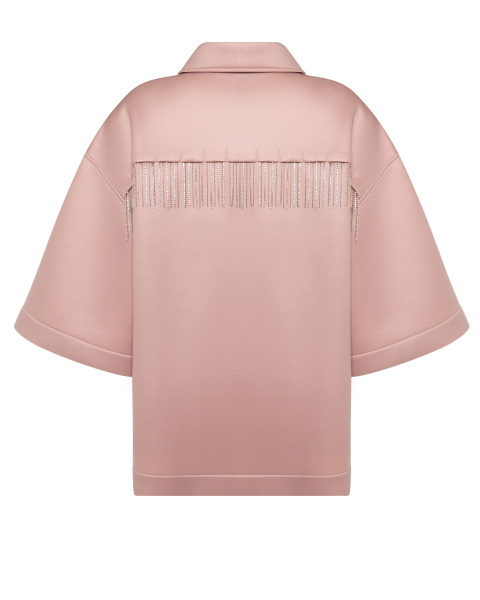 Утепленная рубашка из неопрена с тесьмой из страз