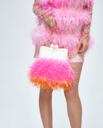 Перьевой клатч на пластике