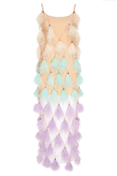 Сарафан-сетка из перьев
