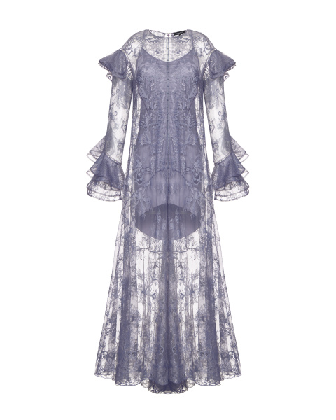 Платье кружевное макси с комбинацией