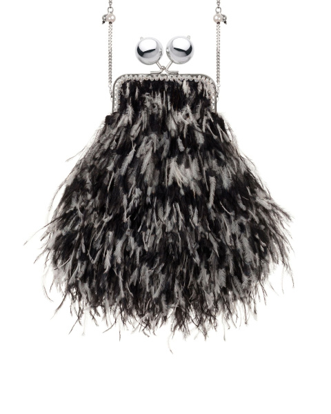 Перьевой клатч с цепочкой