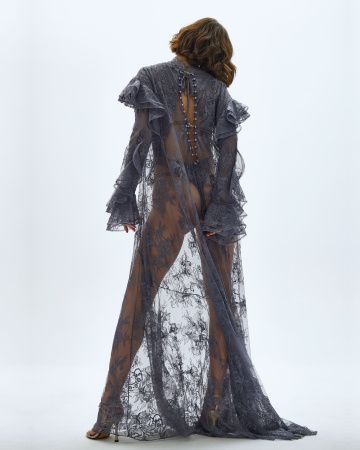 Платье кружевное макси с комбинацией