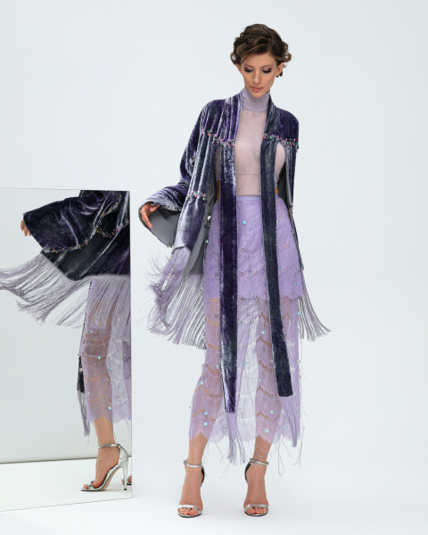 Юбка миди с бусинами