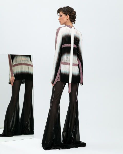 Брюки-клеш с отделкой из страз