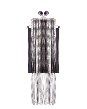 Клатч  со стразовой цепью и не съемной цепочкой