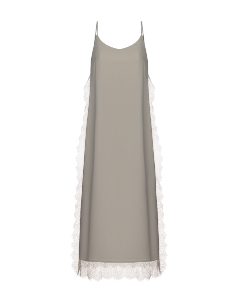 Платье-комбинация макси с кружевом