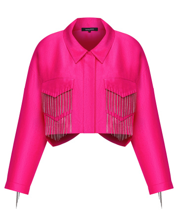 Укороченный бомбер со стразами