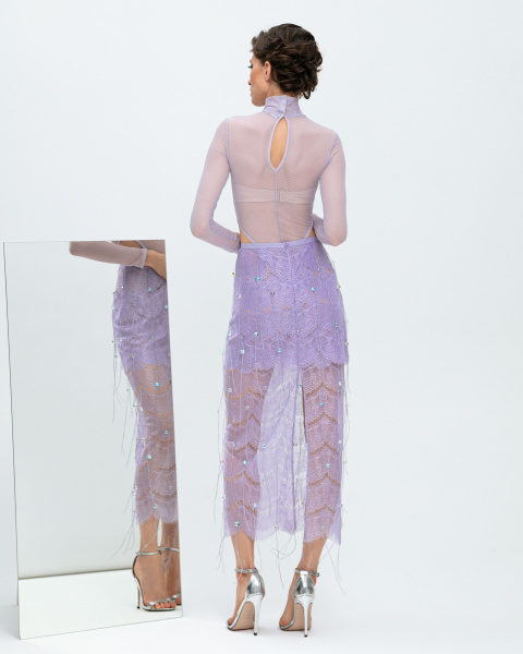 Юбка миди с бусинами