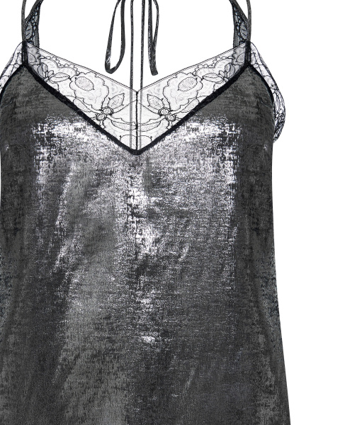 Комбинация мини с кружевом и открытой спинкой