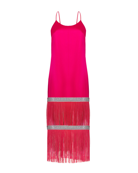 Платье-комбинация двухслойная мини с бахромой