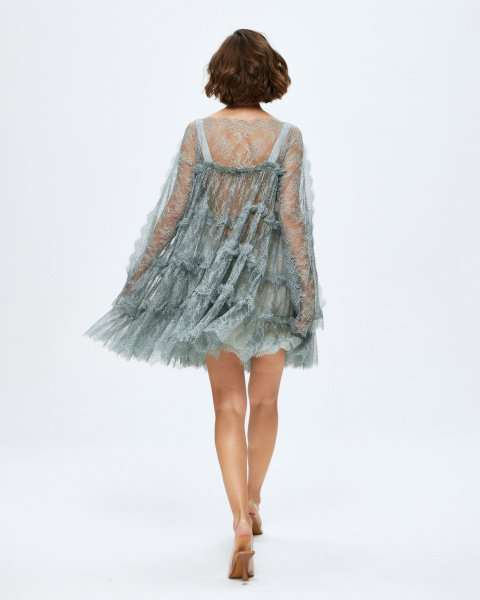 Мини платье из кружева шантильи