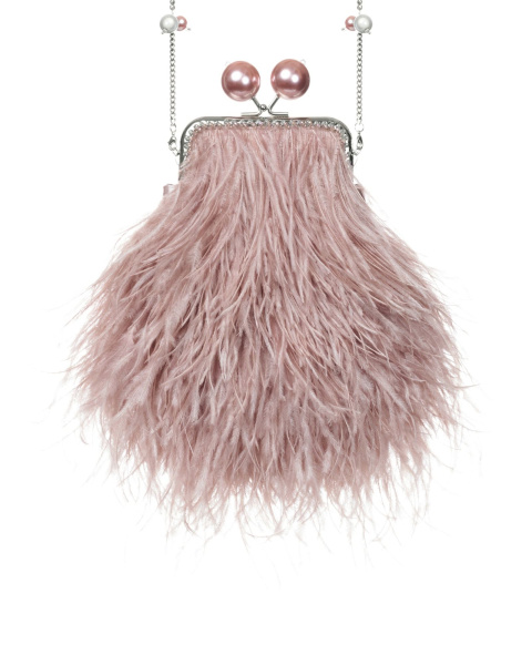 Перьевой клатч с цепочкой
