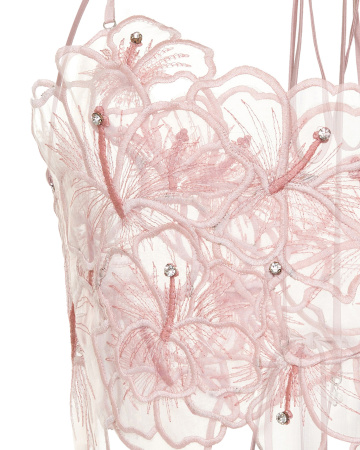 Топ укороченный из органзы с цветами